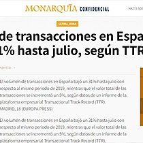 El volumen de transacciones en Espaa baja un 31% hasta julio, segn TTR